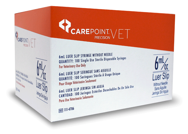 A single orange of CarePoint precision Vet Luer slip syringes without needle