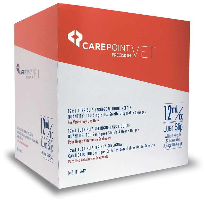 A single orange of CarePoint precision Vet Luer slip syringes without needle