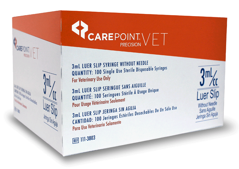 A single orange of CarePoint precision Vet Luer slip syringes without needle