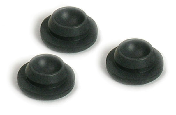 Three medical device parts in rubber
