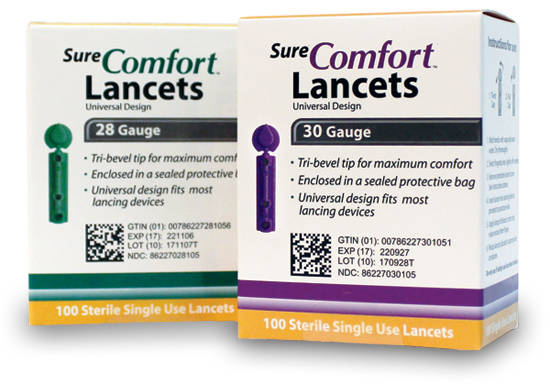 Two boxes of SureComfort lancets
