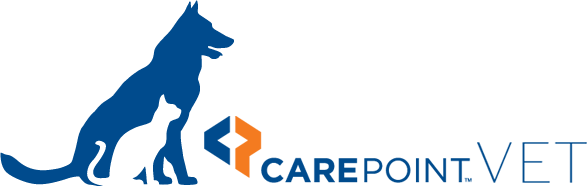 CarePoint vet logo in blue and orange