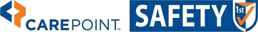 The CarePoint safety logo in orange blue and white